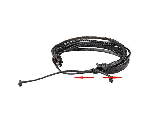 Leren multilayer armband zwart