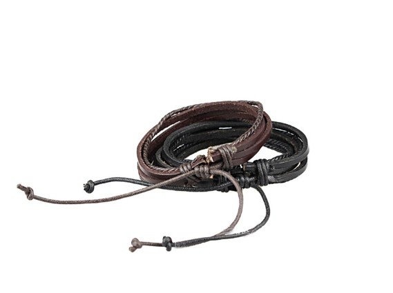 Leren multilayer armband zwart