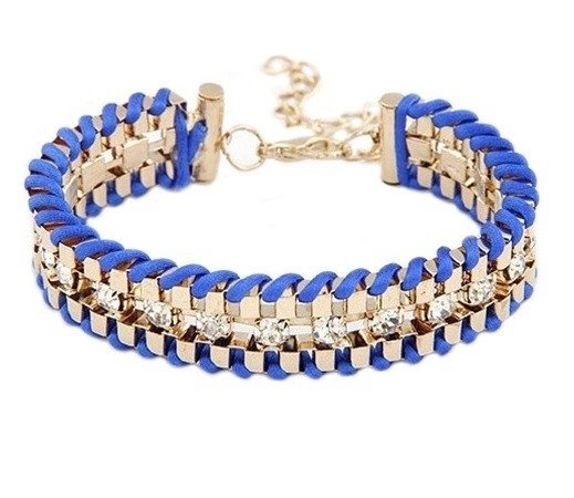 Rope Armbandje met strass blauw