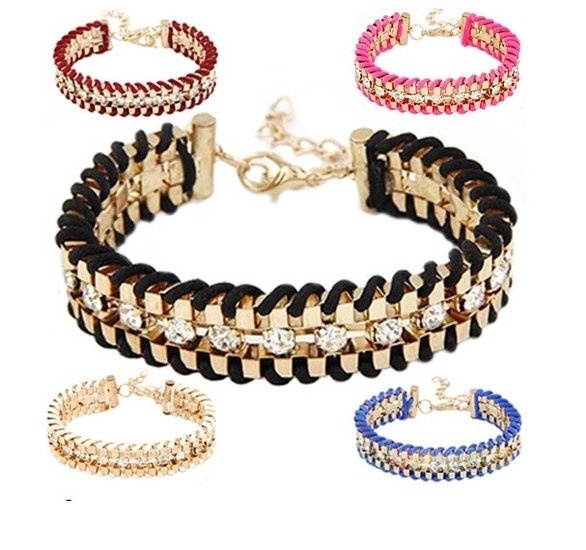 Rope Armbandje met strass blauw