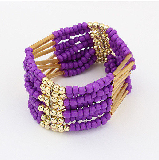 Elastische kralenarmband paars