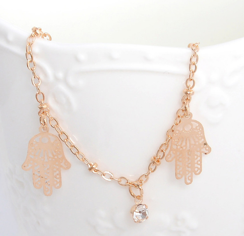 Enkelbandje hand met strass