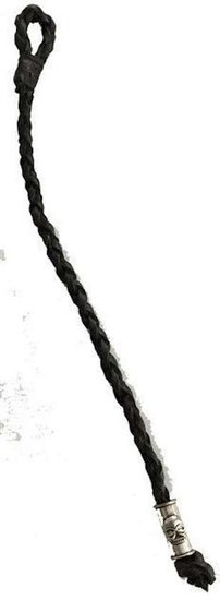 Leren armband skull Zwart