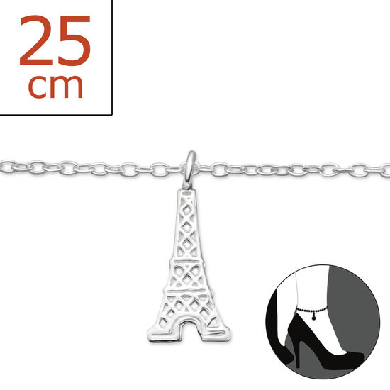 Eiffeltoren enkelbandje 925 zilver