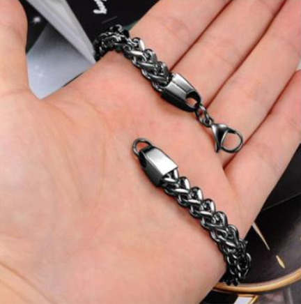 Heren armband titanium zwart