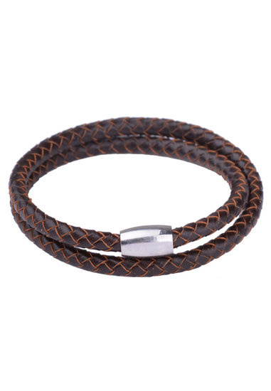 Leren armband donkerbruin magneetsluiting