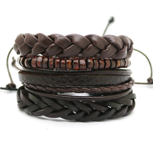 Leren armband 4 laags