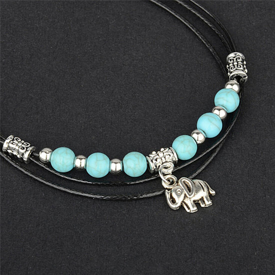 Tibetaans enkelbandje turquoise kralen