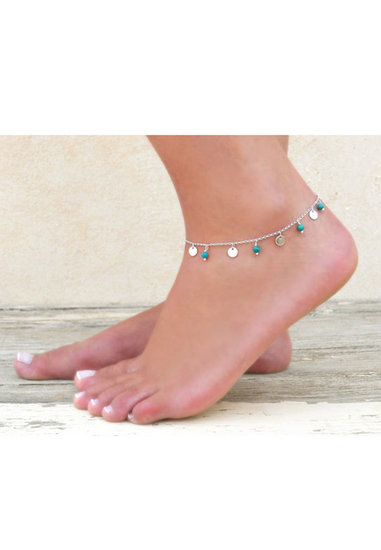 Turquoise howlite natuursteen enkelbandje