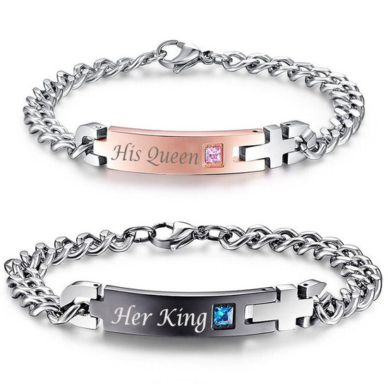 King Queen relatiearmband strass