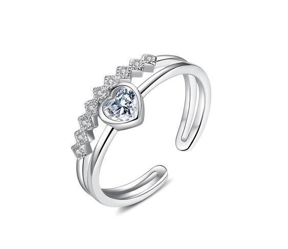 Zilveren ring zirkonia hart
