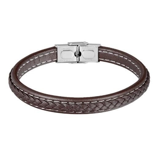 leren armband gevlochten bruin