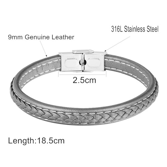 leren armband gevlochten bruin