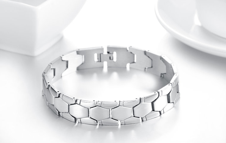Heren armband hexagon rvs