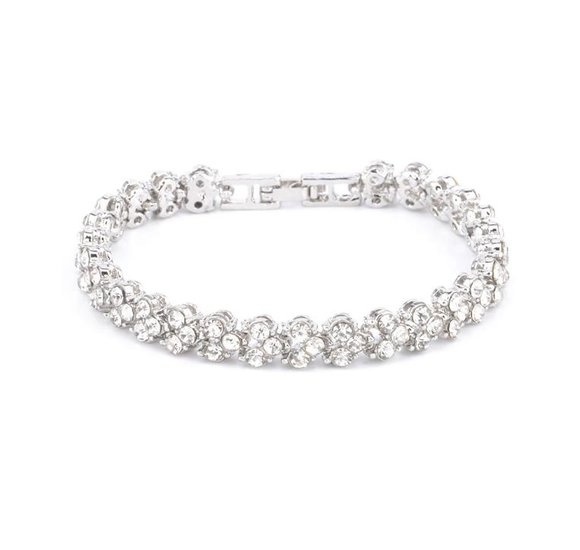 Tennisarmband zilverkleur met strass