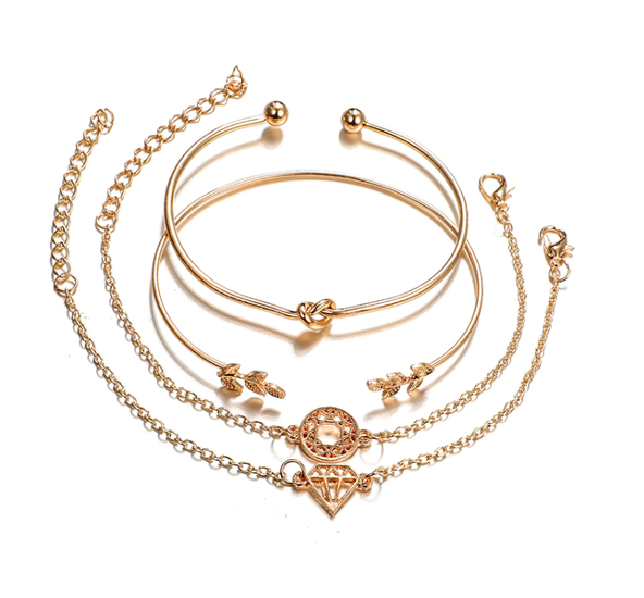 Armbandenset blad knoop diamant