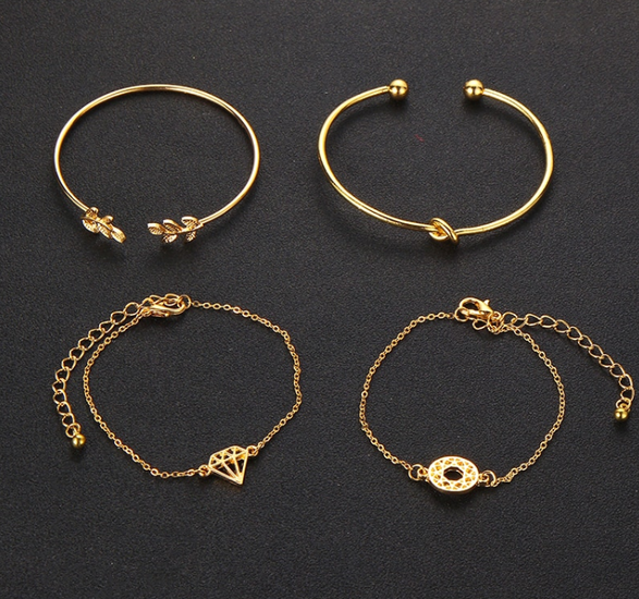 Armbandenset blad knoop diamant