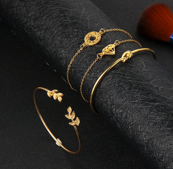 Armbandenset blad knoop diamant