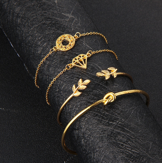 Armbandenset blad knoop diamant