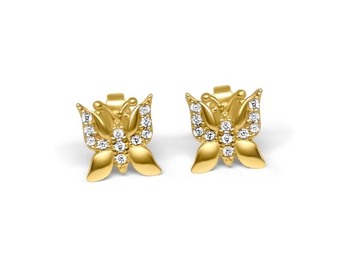 14k gouden oorknoppen vlinder