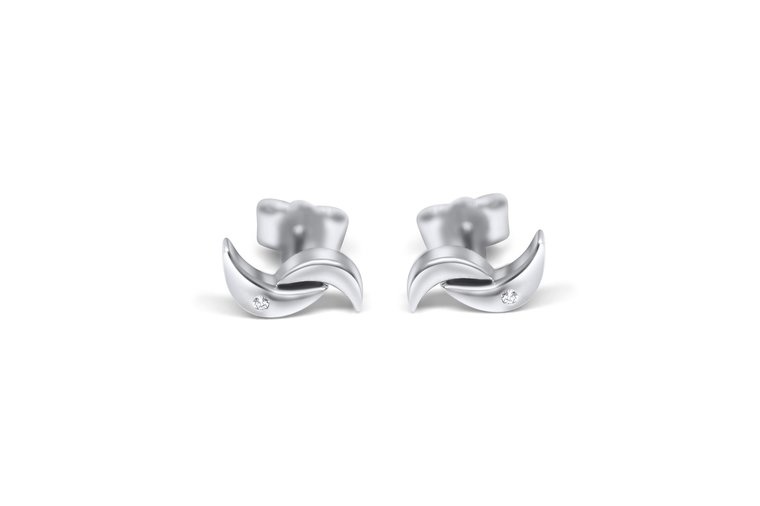 14k witgouden oorknoppen met diamant