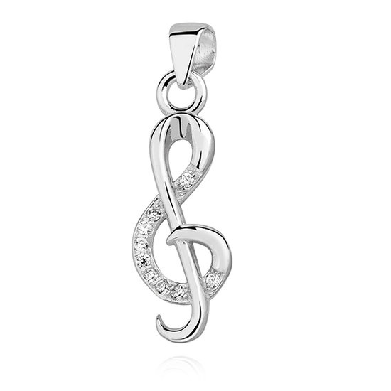 Zilveren hanger muzieksleutel
