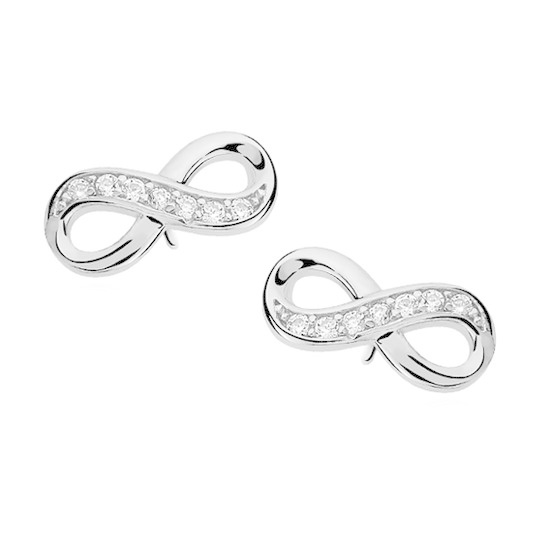 Zilveren infinity oorknoppen zirkonia