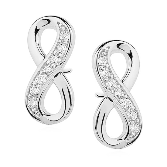 Zilveren infinity oorknoppen zirkonia