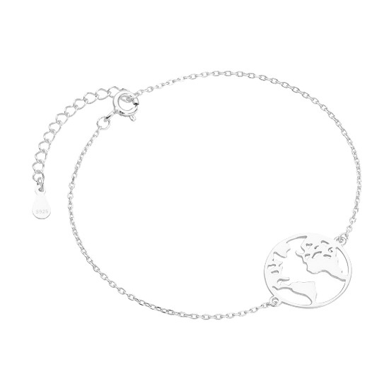 Zilveren armband wereldbol