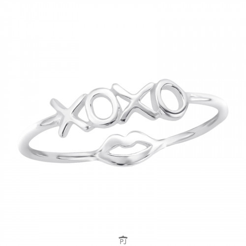 zilveren ring xoxo lip