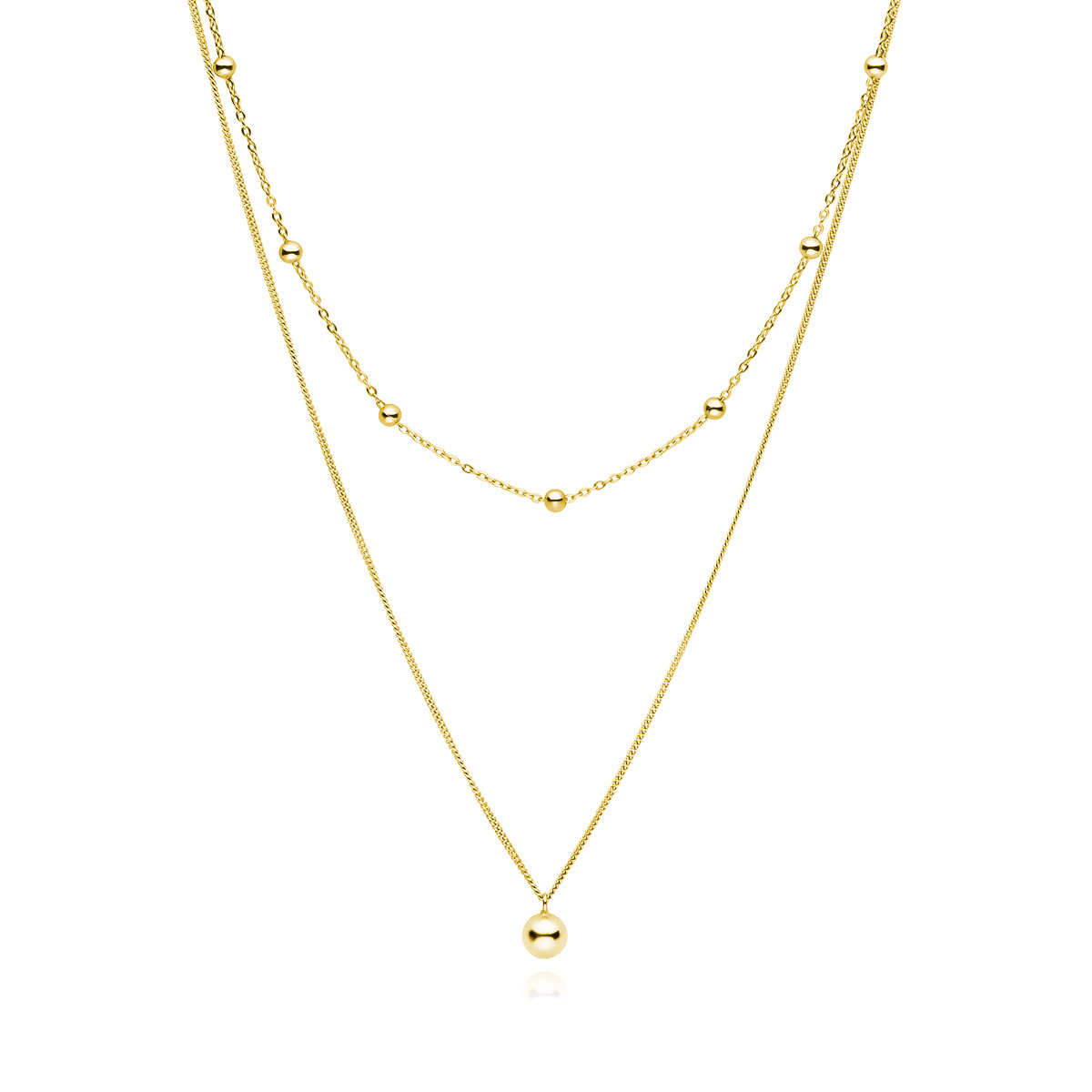 Dubbele ketting met balletjes goldplated