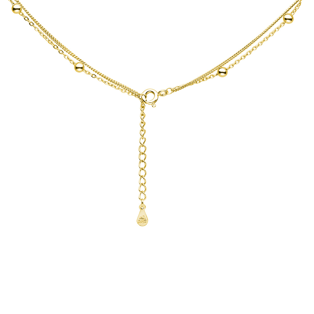 Dubbele ketting met balletjes goldplated