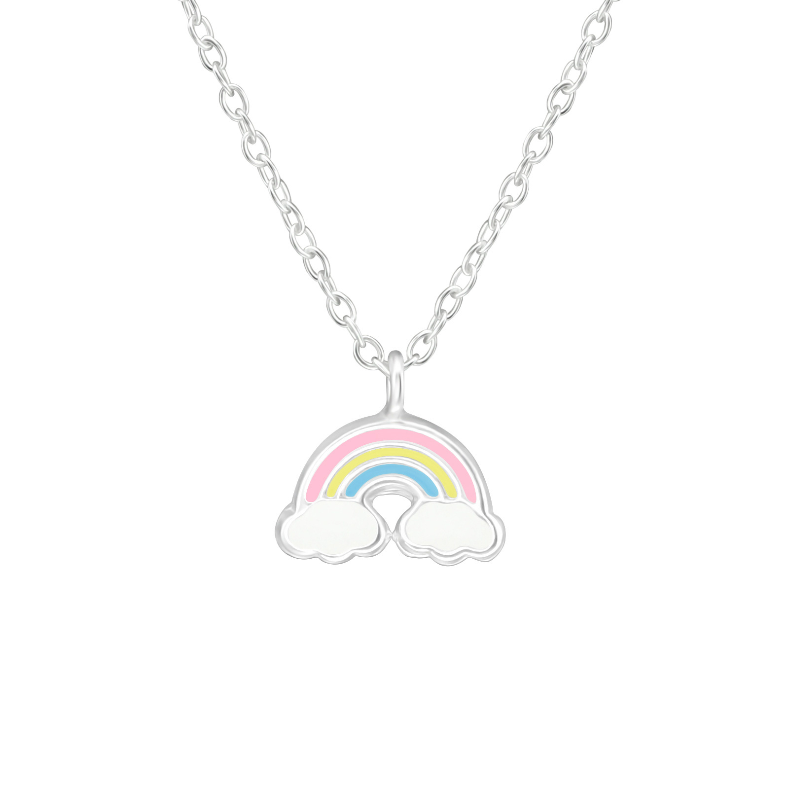 Zilveren kinderketting regenboog