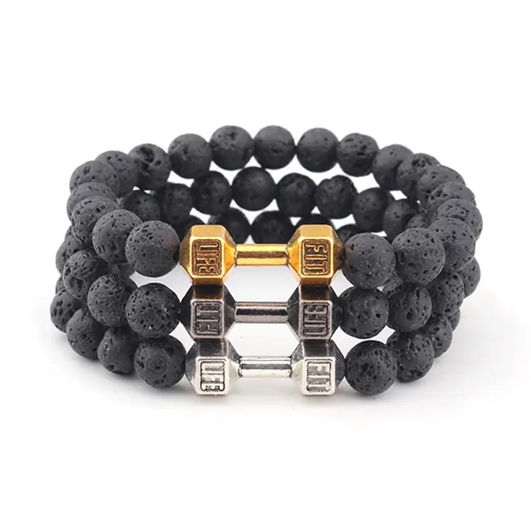 Lavastenen armband dumbell