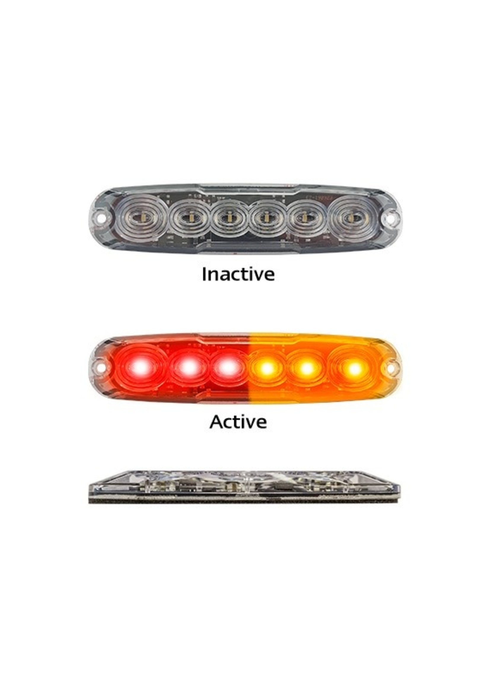 L.E.D LED achterlicht Ultra dun  3 functies 12-24V E-keur rechthoekig