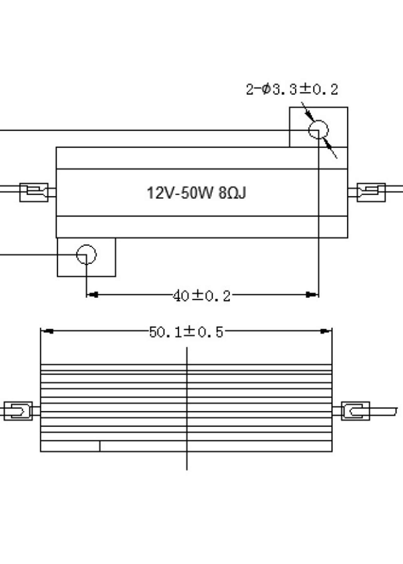 Fleetled LED CAN-BUS Weerstand 12 volt /50 watt / 8ohm