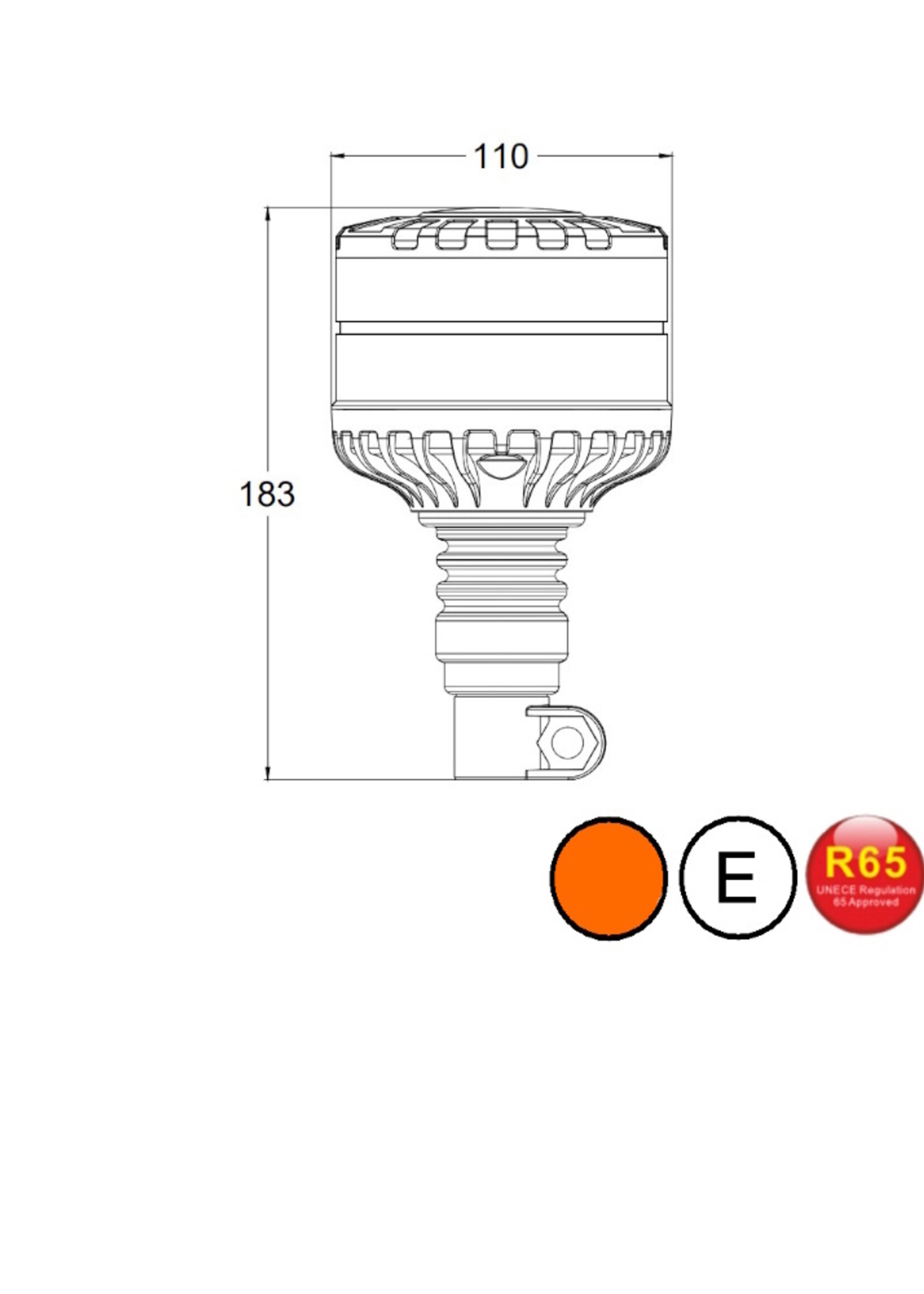 FLEETLED Zwaailamp / flitslamp Dark lens DIN flex / IP 69K