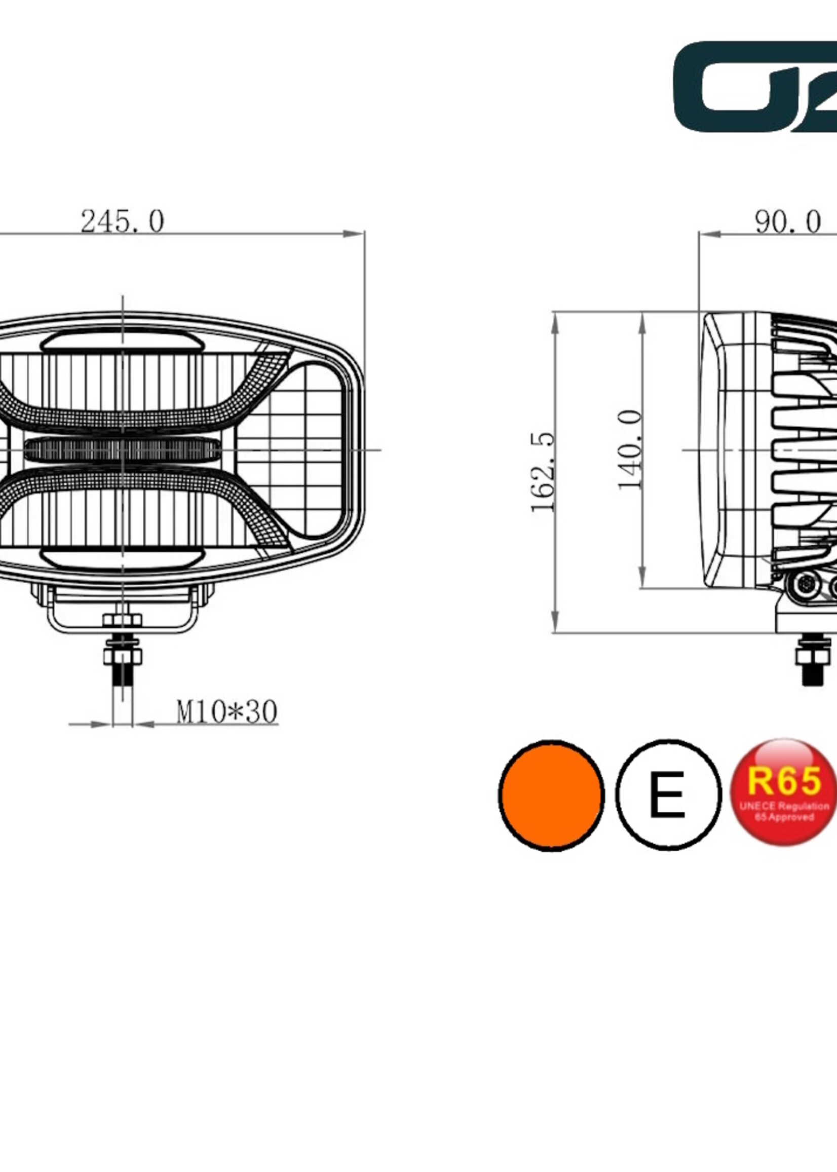OZZ  OZZ Ovale verstraler met positielicht en flitser wit