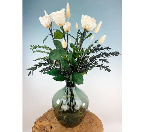 Exclusief | Boeket witte longlife rozen (5 rozen)