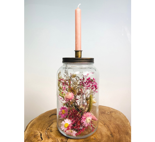 Kandelaar gevuld met droogbloemen ''large'' - ⌀15xH26cm