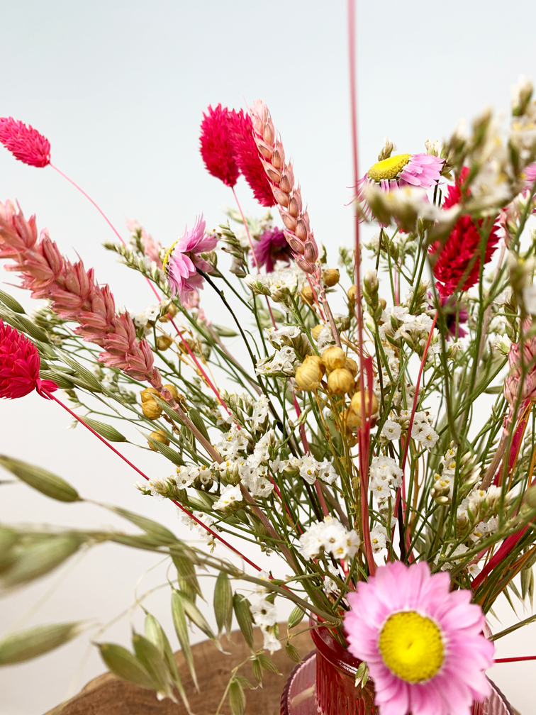 Droogbloemen boeket "Strawberry Fields" incl. vaas | 35cm