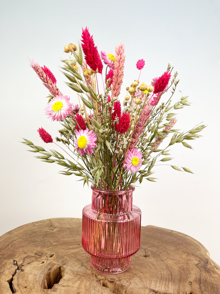 Droogbloemen boeket "Strawberry Fields" incl. vaas | 35cm
