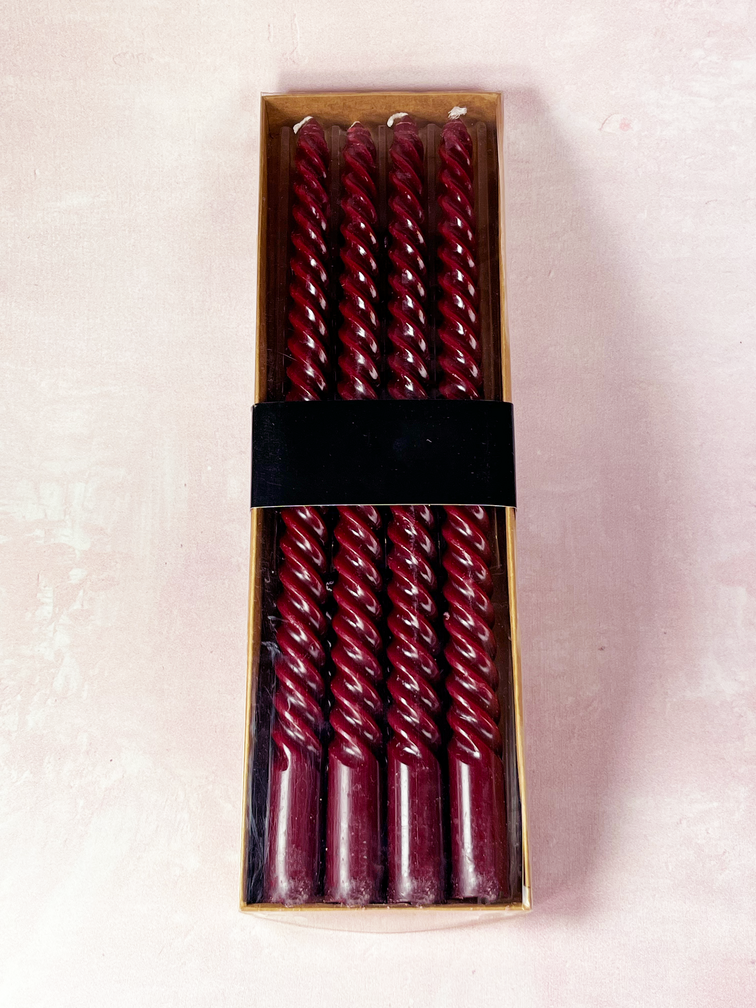 Swirl kaarsen set | 4 stuks | Bordeaux
