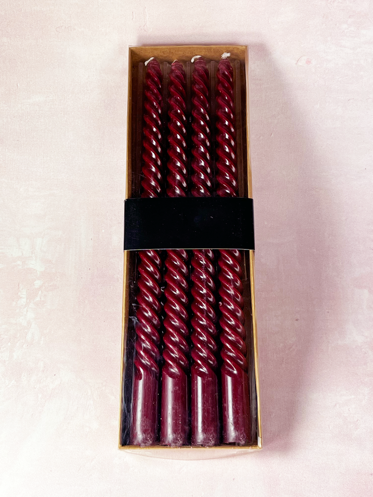 Swirl kaarsen set | 4 stuks | Bordeaux