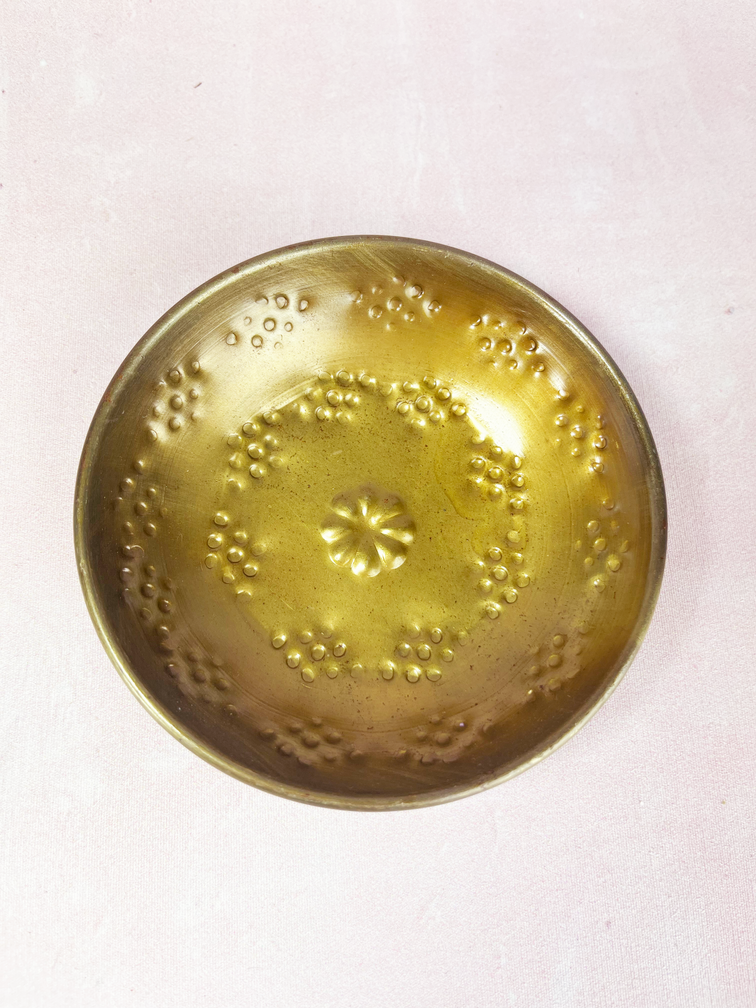 Amber schaaltje "gold" met patroon