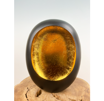 Marrakech T-light black/gold egg Large | 26x11x33cm