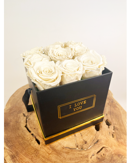 Luxe Longlife Rozenbox (9 rozen) - "wit"