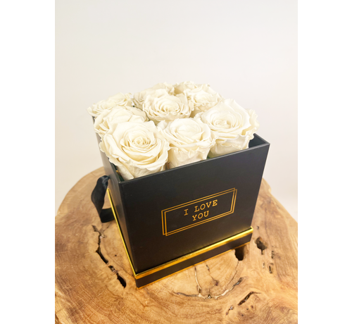 Luxe Longlife Rozenbox (9 rozen) - "wit"