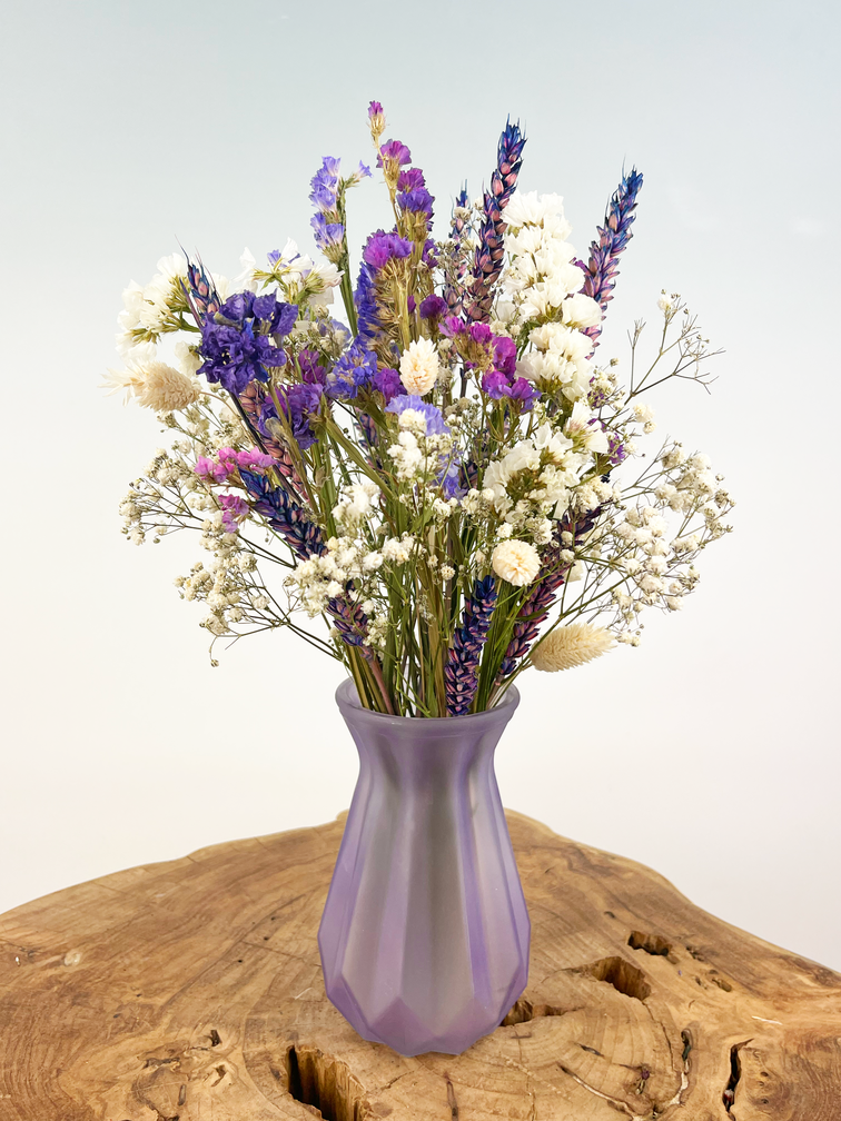 Droogbloemen boeket "Purple Rain" | 40cm - inclusief vaas