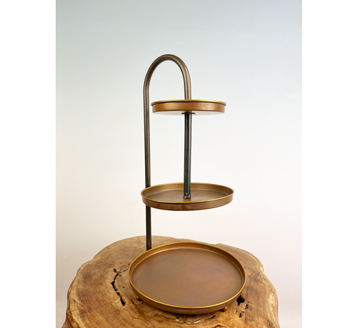 Uitverkocht - Tosca etagère 3 laags goudkleurig | 25x44cm